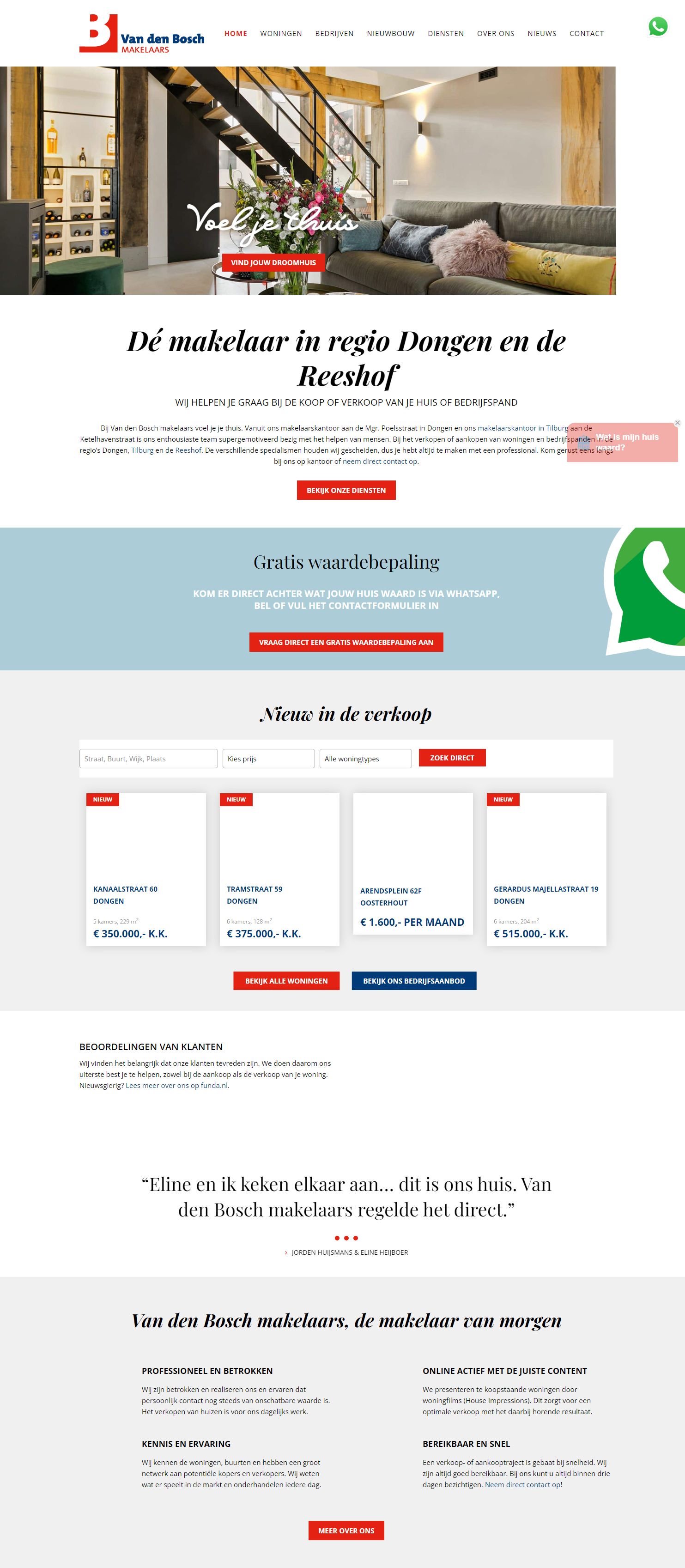 Screenshot van de website van www.vandenboschmakelaars.com