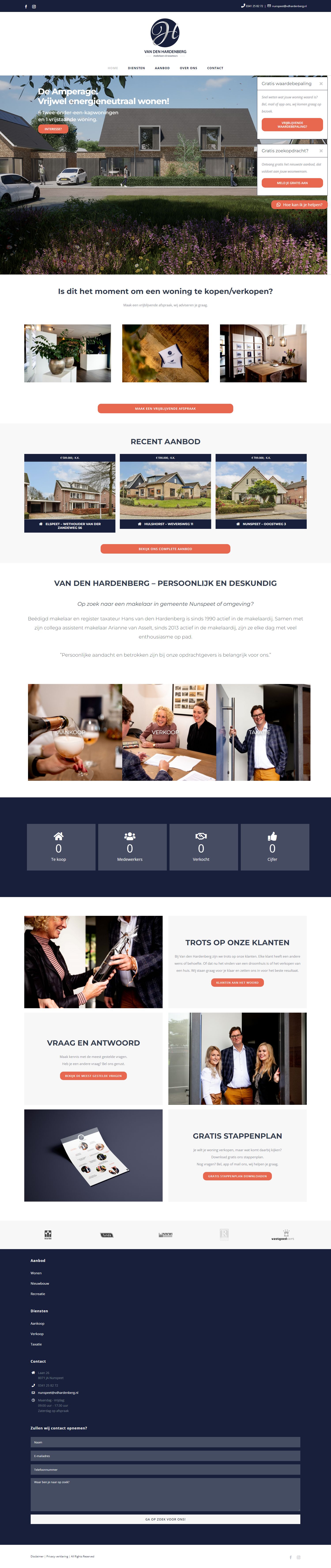 Screenshot van de website van www.vdhardenberg.nl