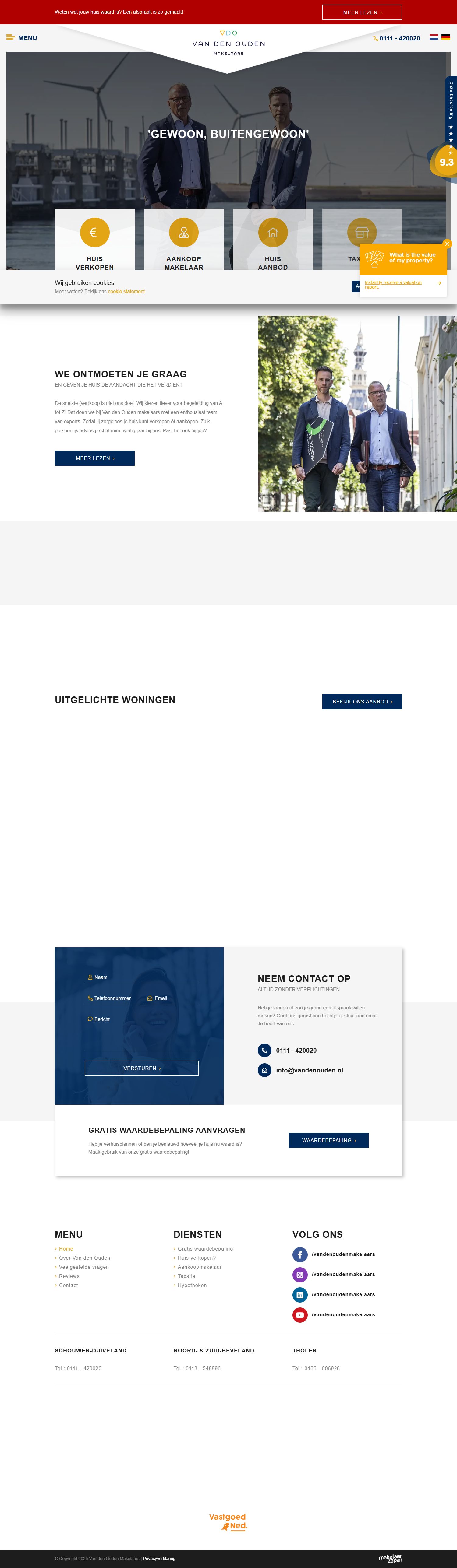 Capture d'écran du site web de www.vandenouden.nl