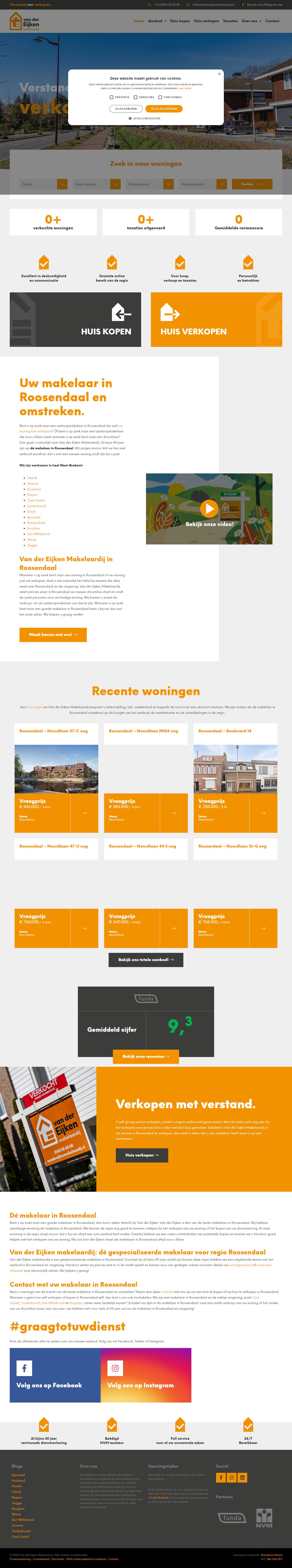 Screenshot van de website van www.vandereijkenmakelaardij.nl