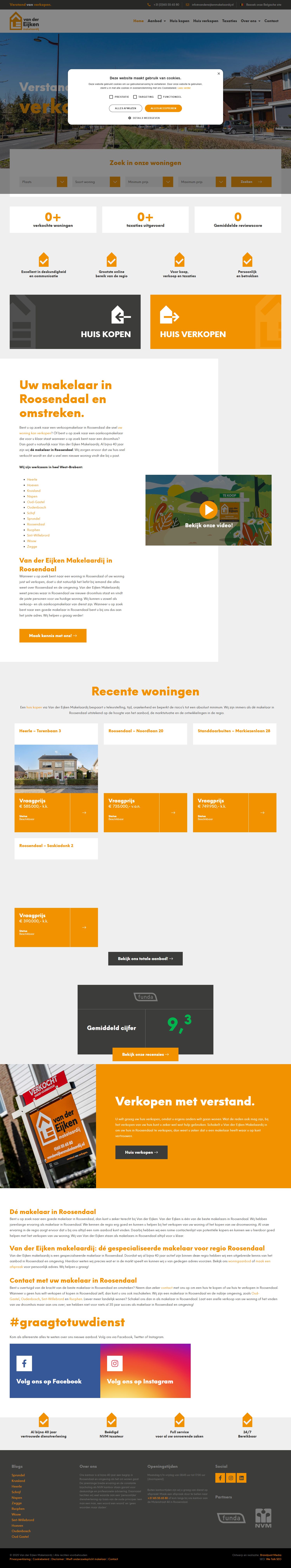 Screenshot of the website of www.vandereijkenmakelaardij.nl