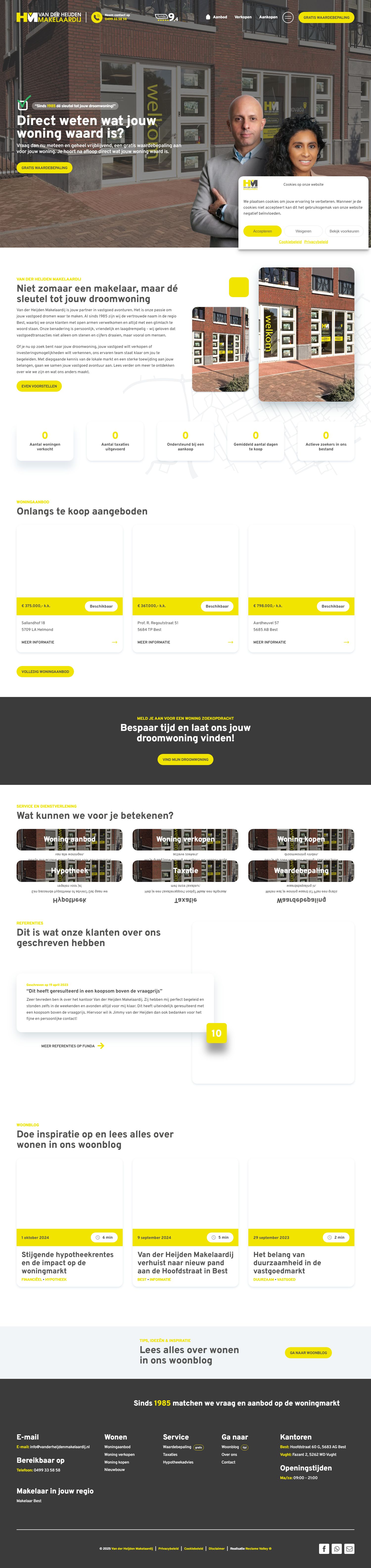 Screenshot van de website van www.vanderheijdenmakelaardij.nl