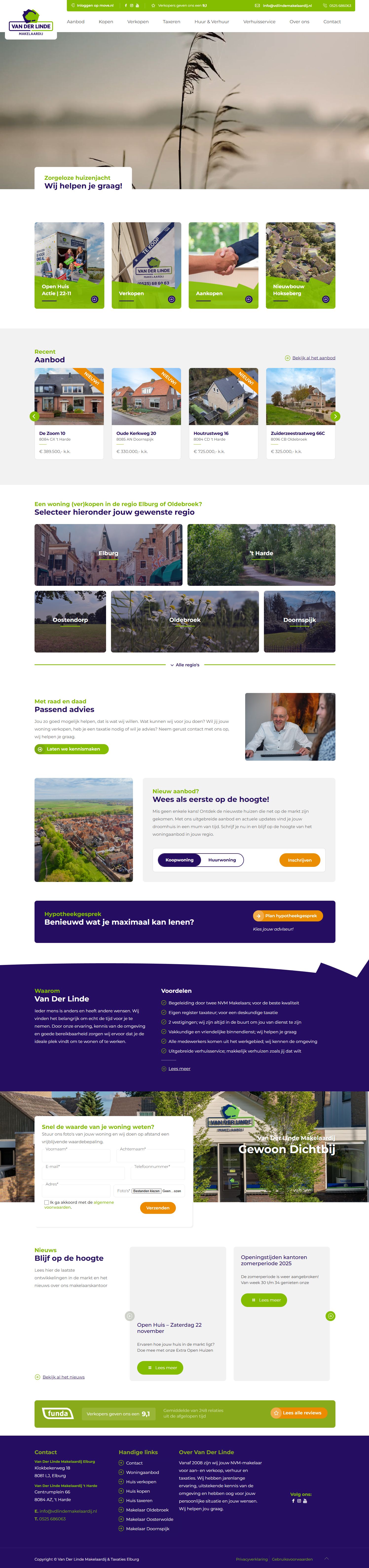 Screenshot of the website of www.vdlindemakelaardij.nl