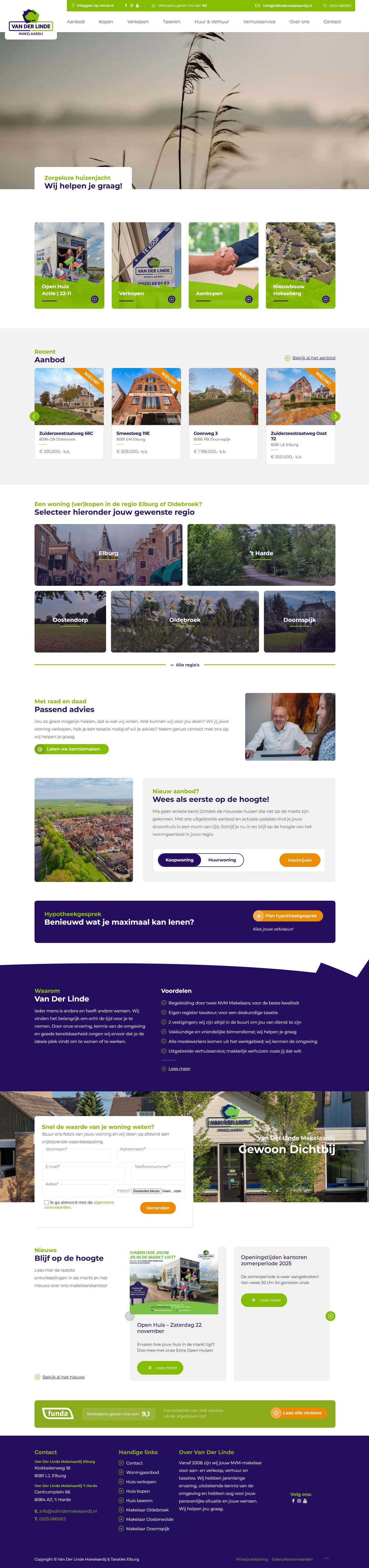 Capture d'écran du site web de www.vdlindemakelaardij.nl