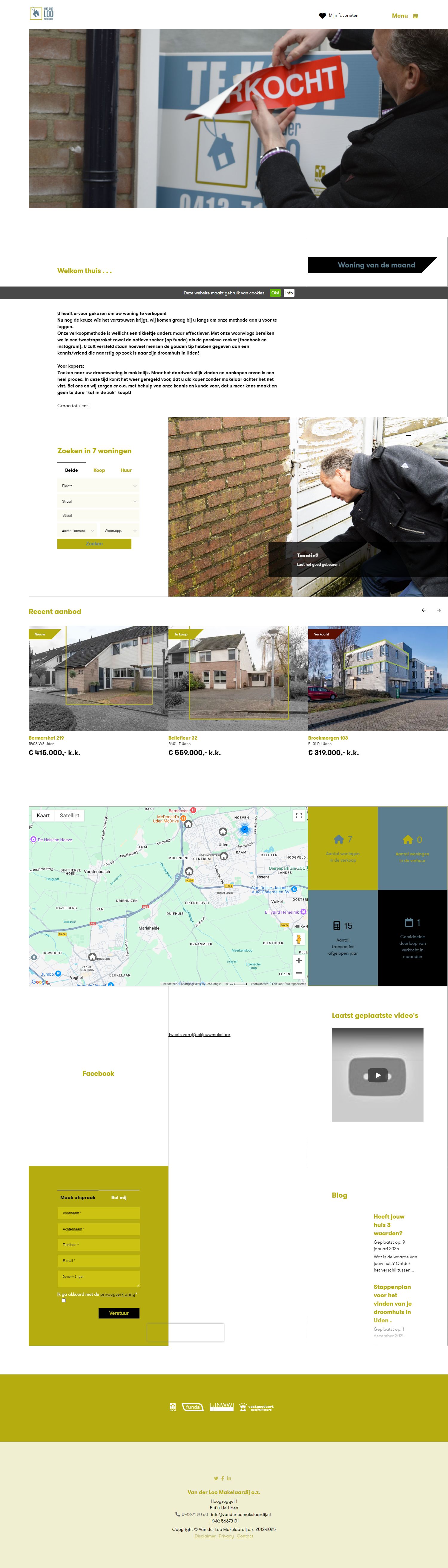 Screenshot van de website van www.vanderloomakelaardij.nl