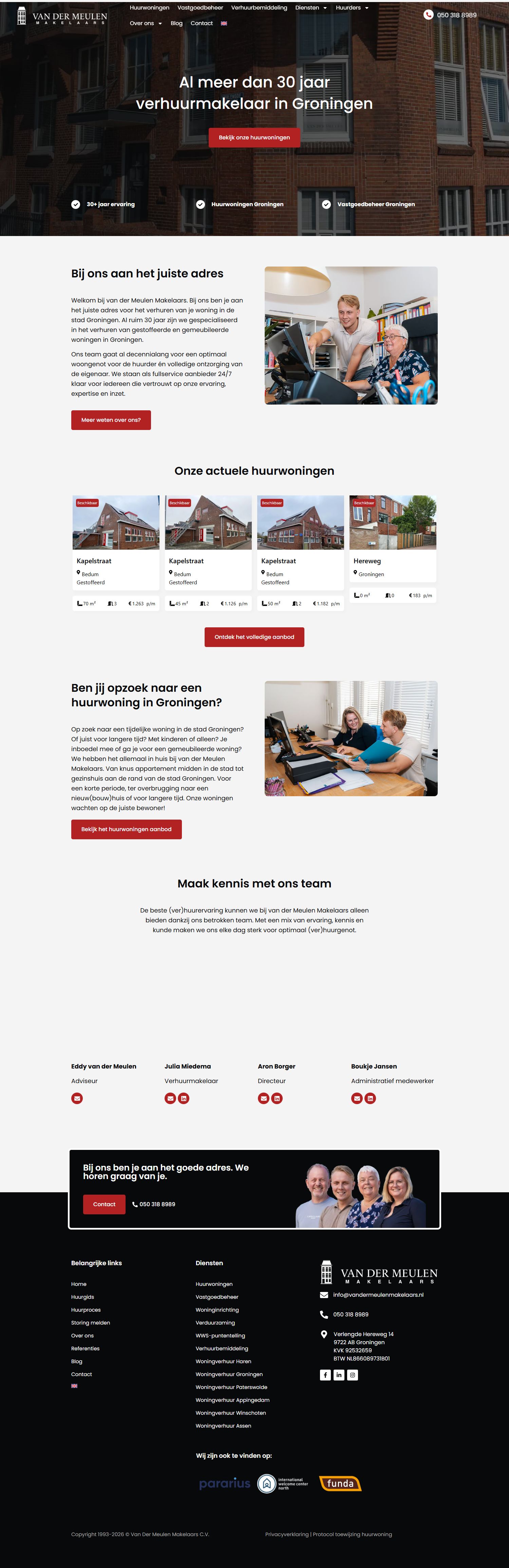 Screenshot van de website van www.vandermeulenmakelaars.nl