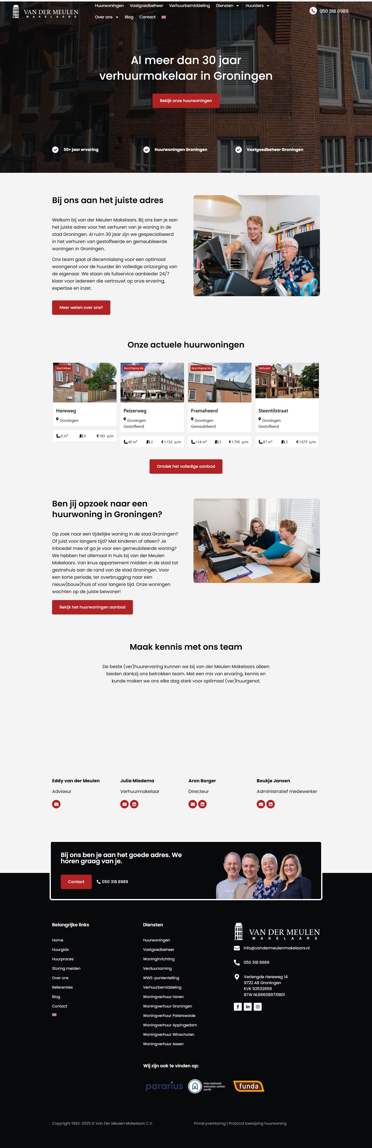 Screenshot van de website van www.vandermeulenmakelaars.nl