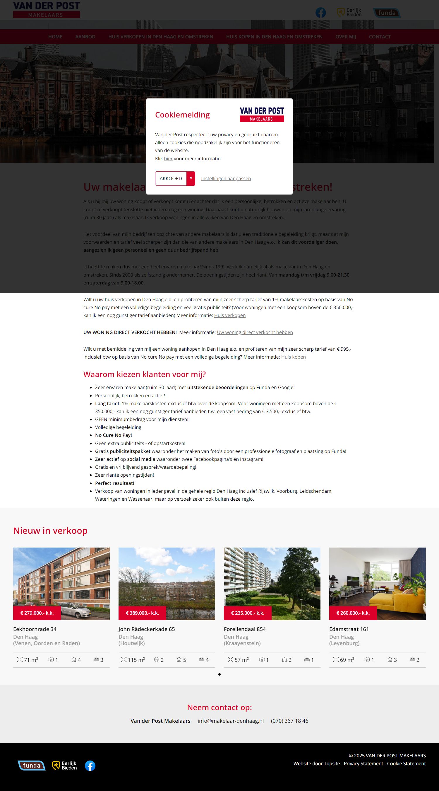 Screenshot van de website van www.makelaar-denhaag.nl