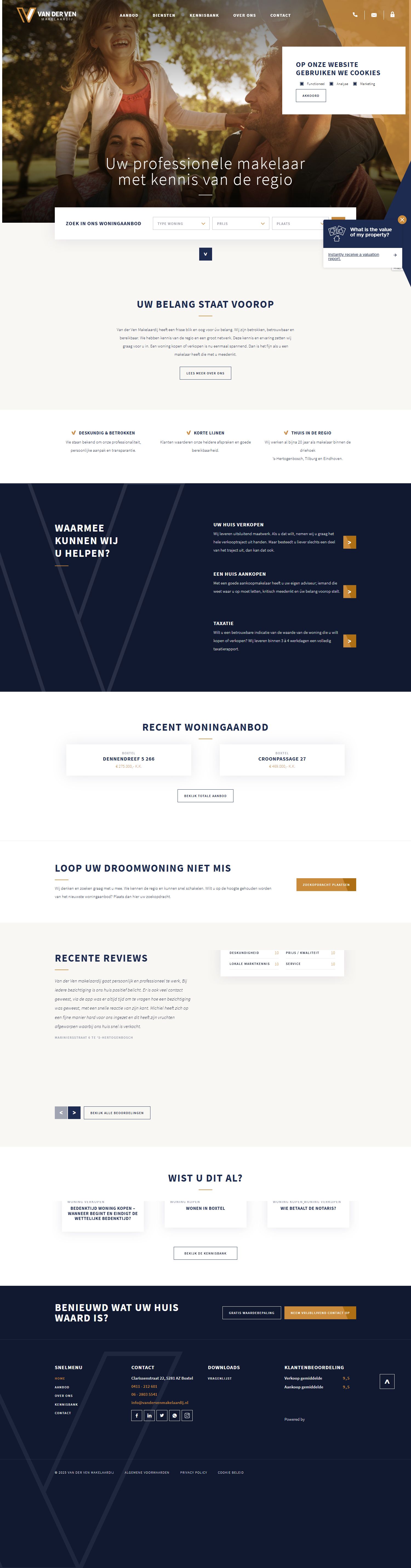Capture d'écran du site web de vandervenmakelaardij.nl