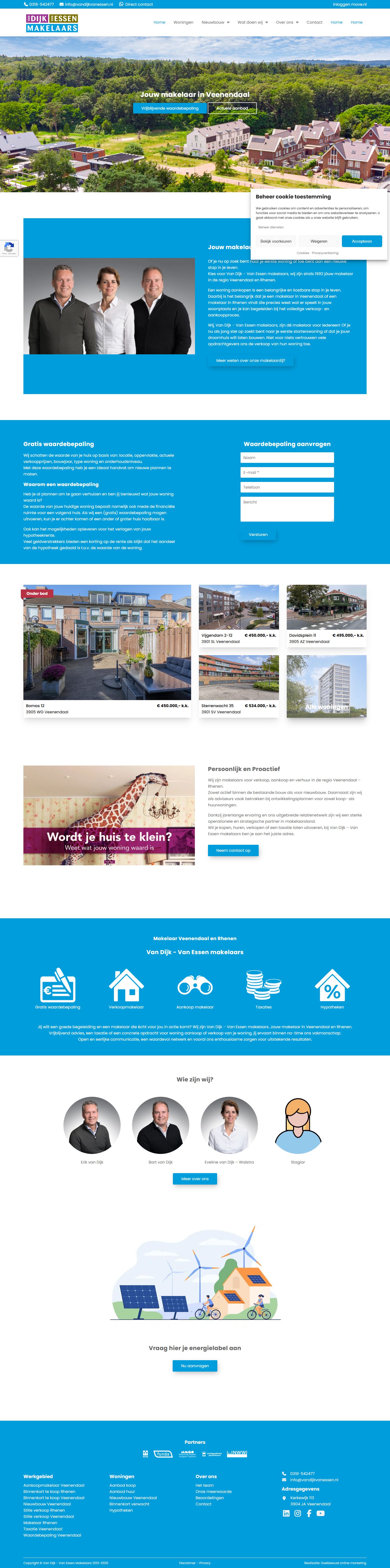 Screenshot of the website of www.vandijkvanessen.nl