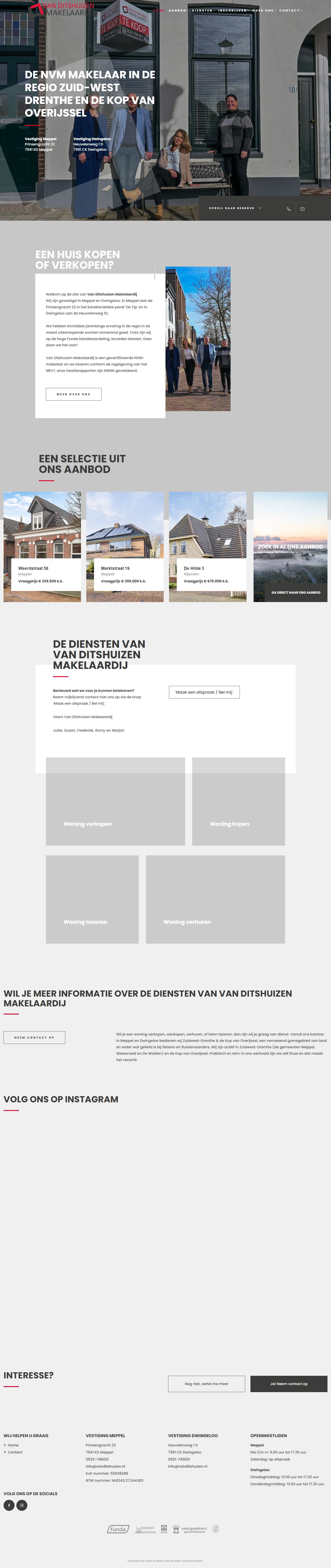 Screenshot van de website van www.vanditshuizen.nl