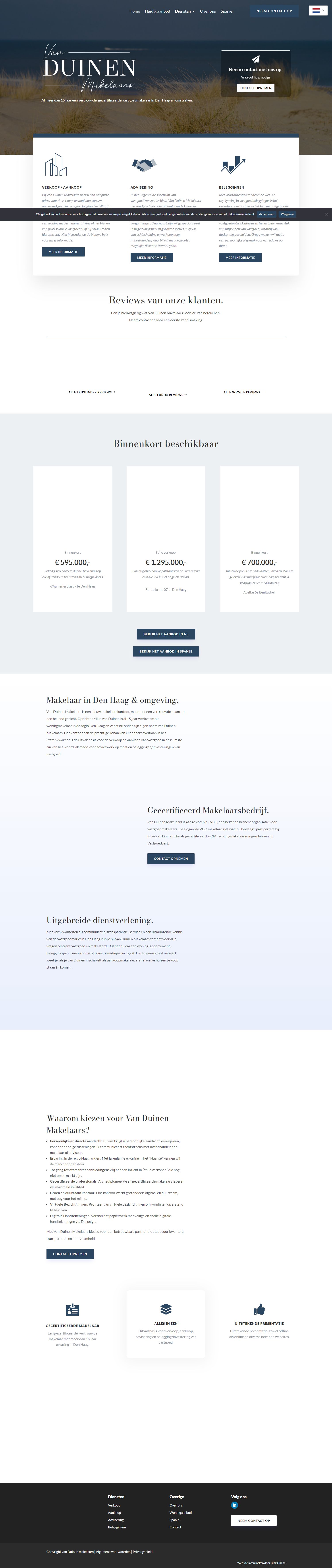 Screenshot van de website van www.vanduinenmakelaars.nl
