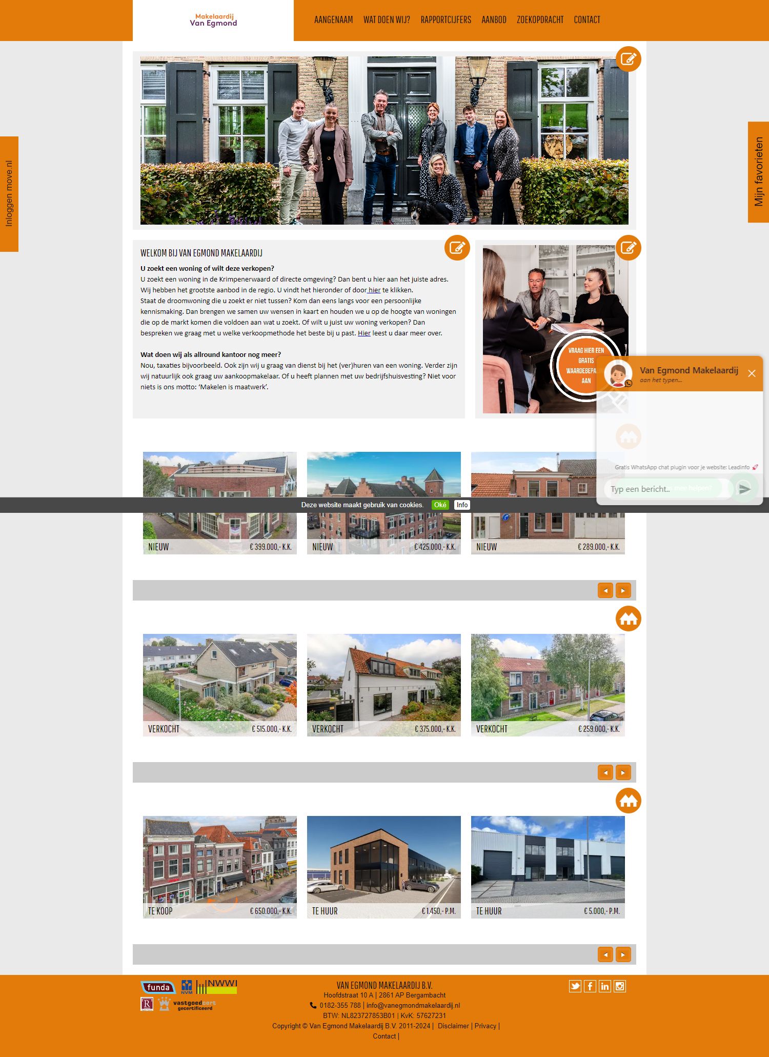 Screenshot van de website van www.vanegmondmakelaardij.nl