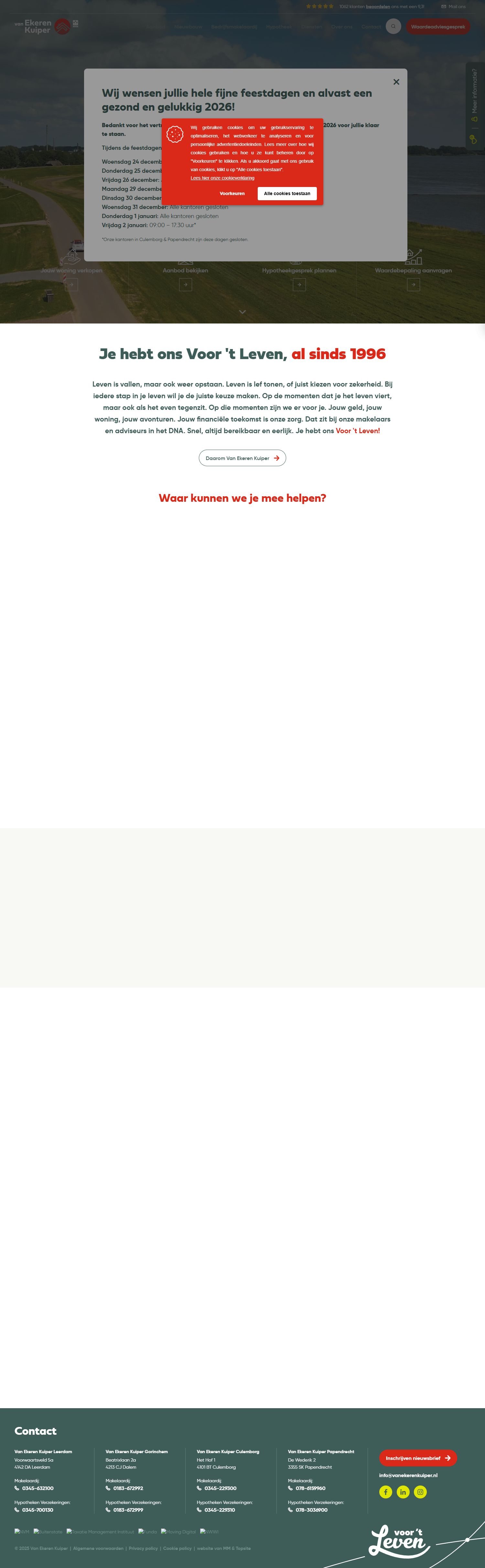 Screenshot of the website of www.vanekerenkuiper.nl