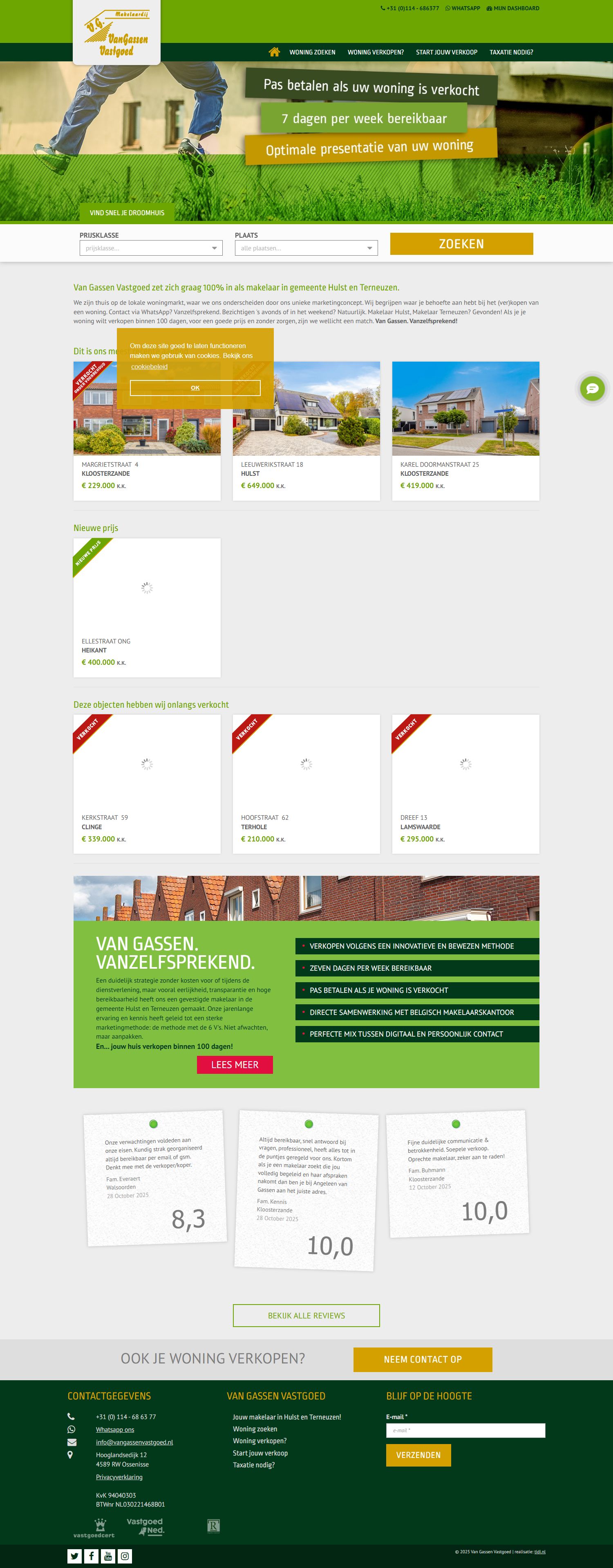 Capture d'écran du site web de www.vangassenvastgoed.nl