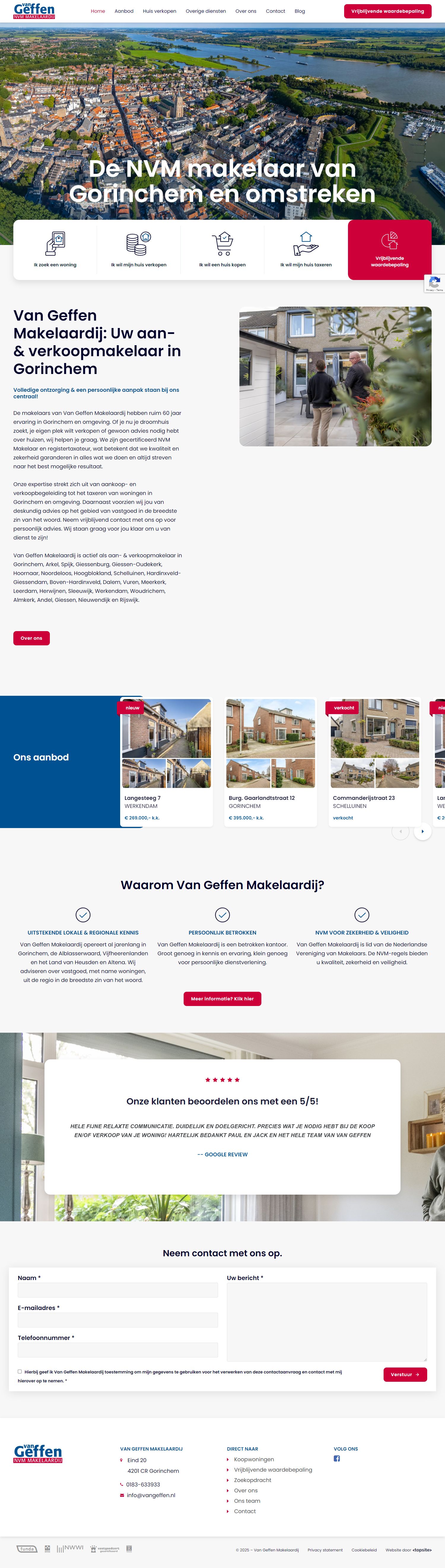 Screenshot van de website van www.vangeffen.nl