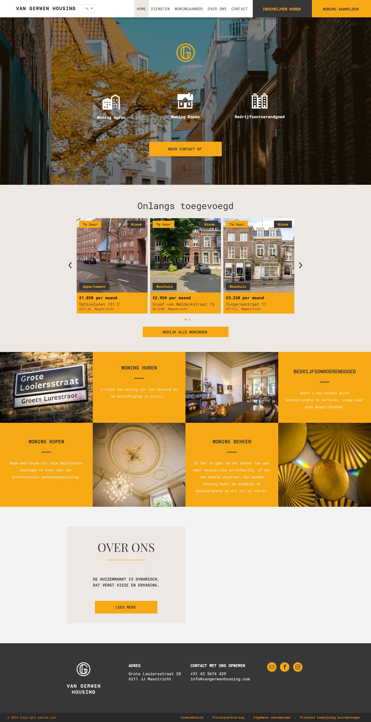 Screenshot of the website of www.vangerwenhousing.com