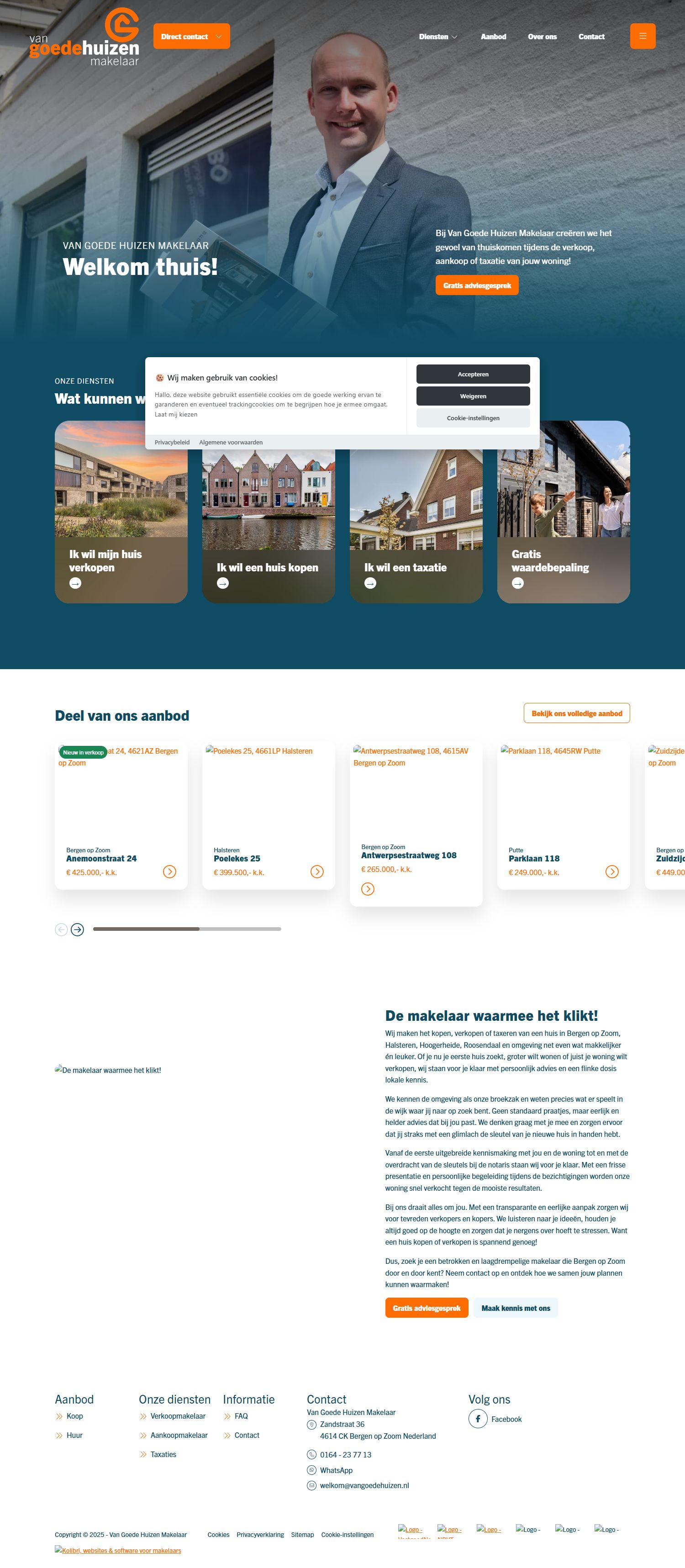 Capture d'écran du site web de www.vangoedehuizen.nl