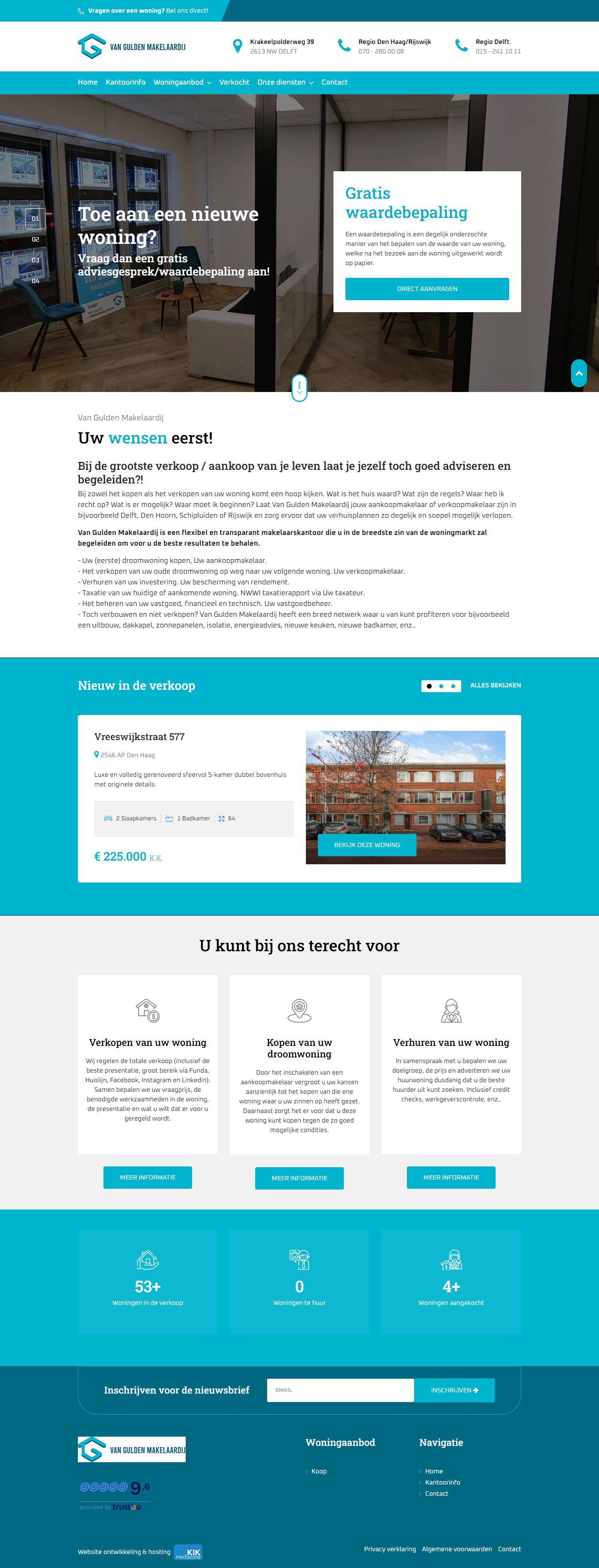 Screenshot van de website van www.vanguldenmakelaardij.nl