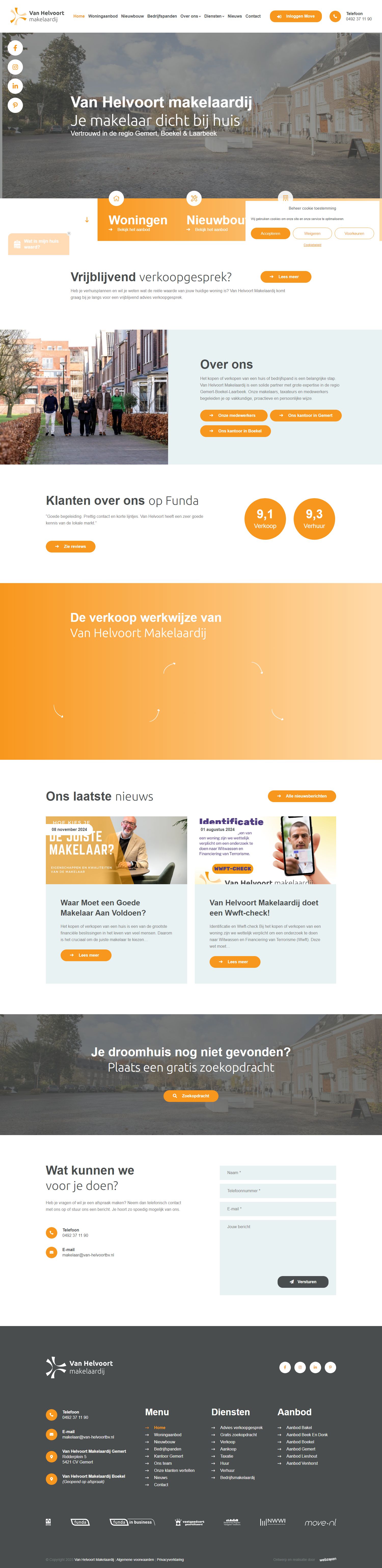 Screenshot van de website van www.vanhelvoortmakelaardij.nl