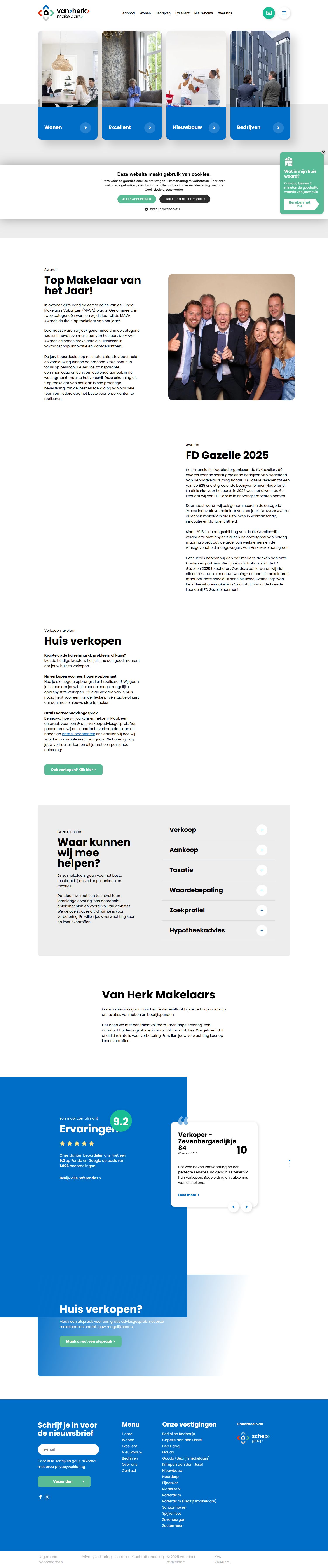 Screenshot van de website van www.vanherk.nl