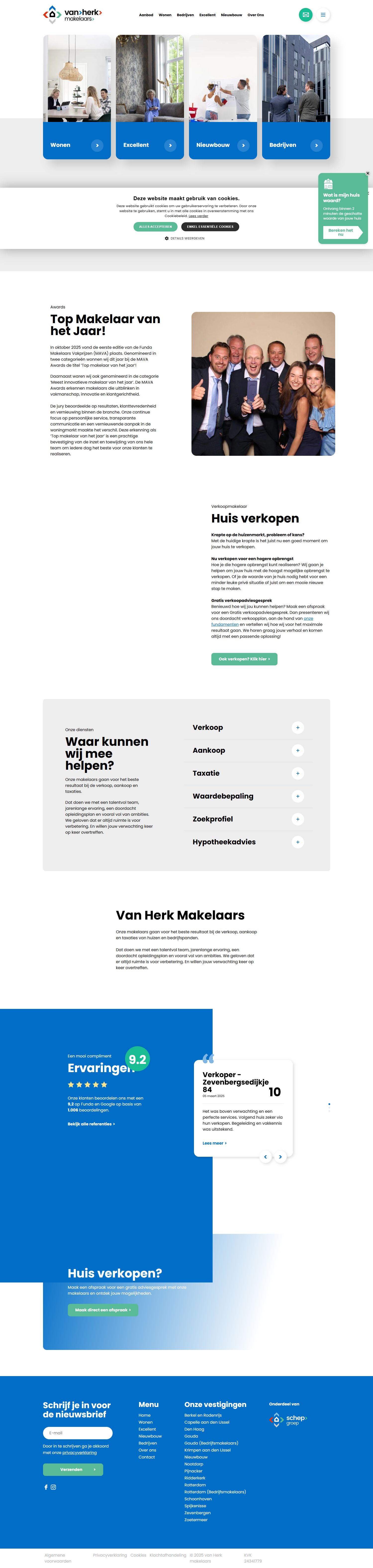 Screenshot van de website van www.vanherk.nl