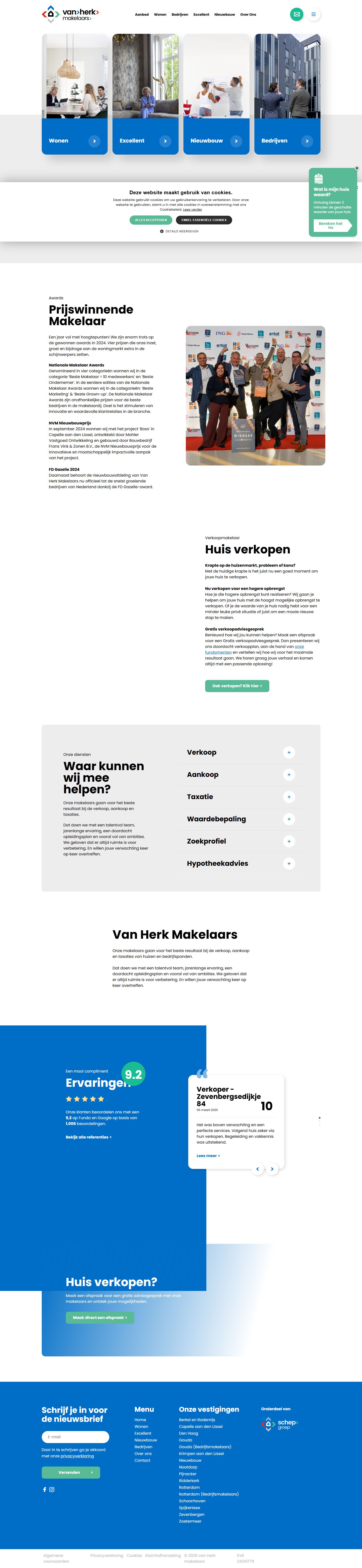 Screenshot van de website van www.vanherk.nl