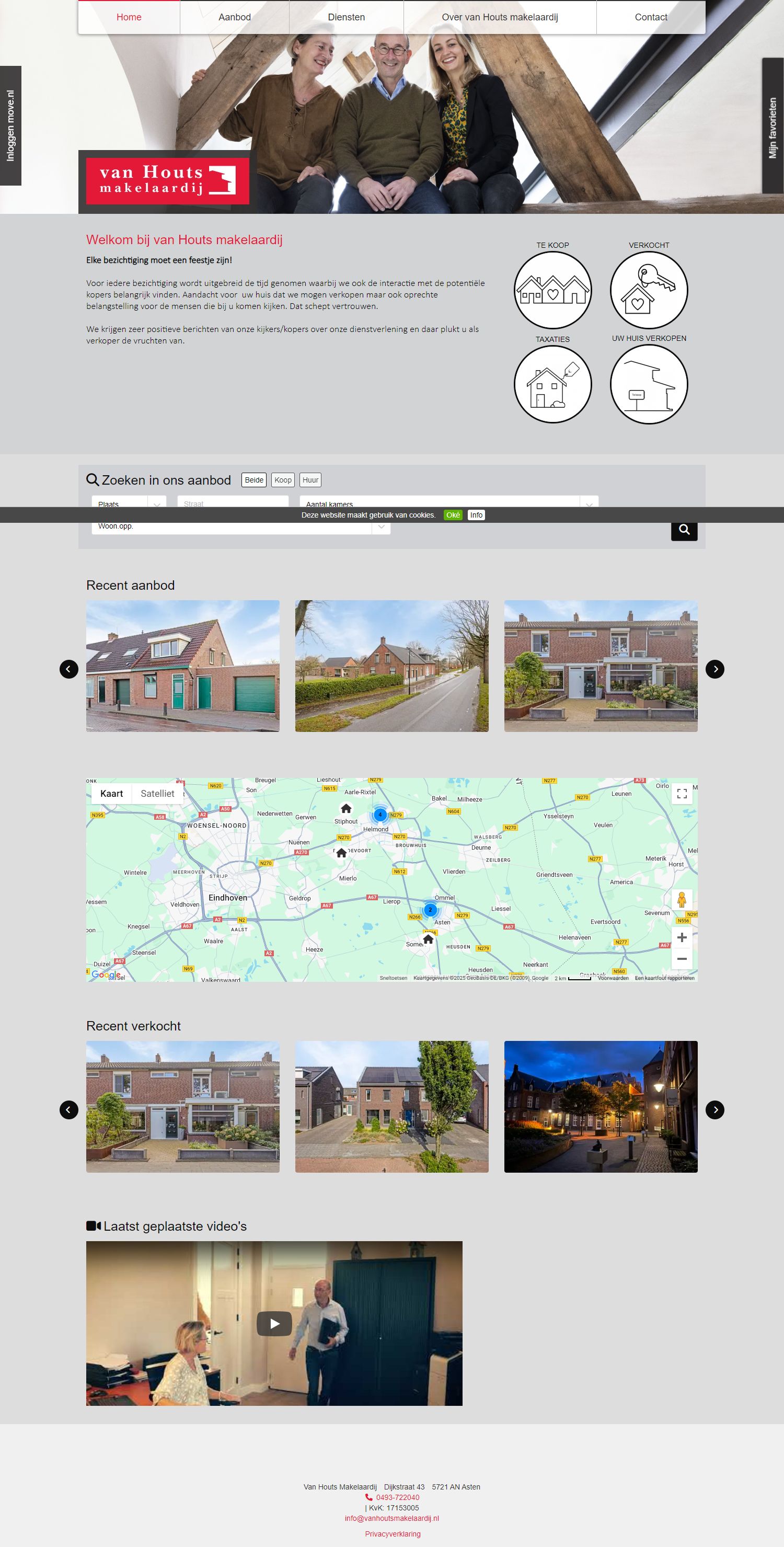 Screenshot van de website van www.vanhoutsmakelaardij.nl