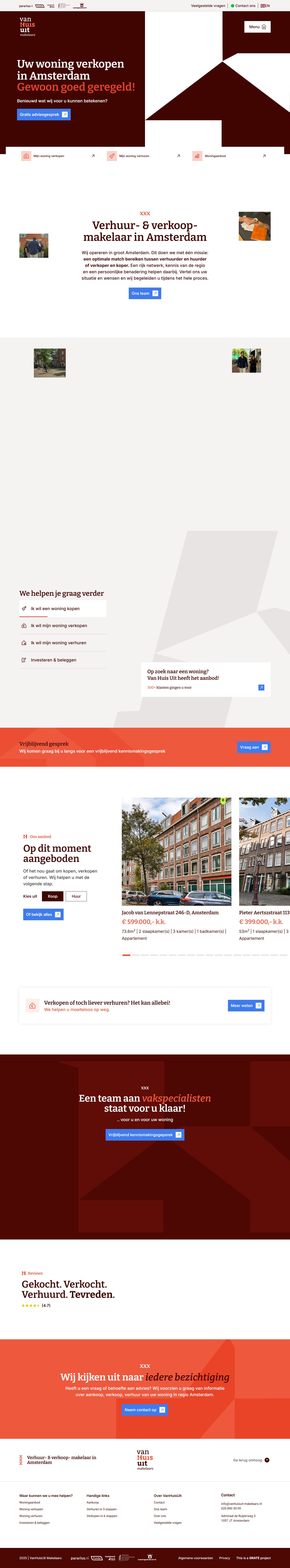 Screenshot of the website of www.vanhuisuit-makelaars.nl
