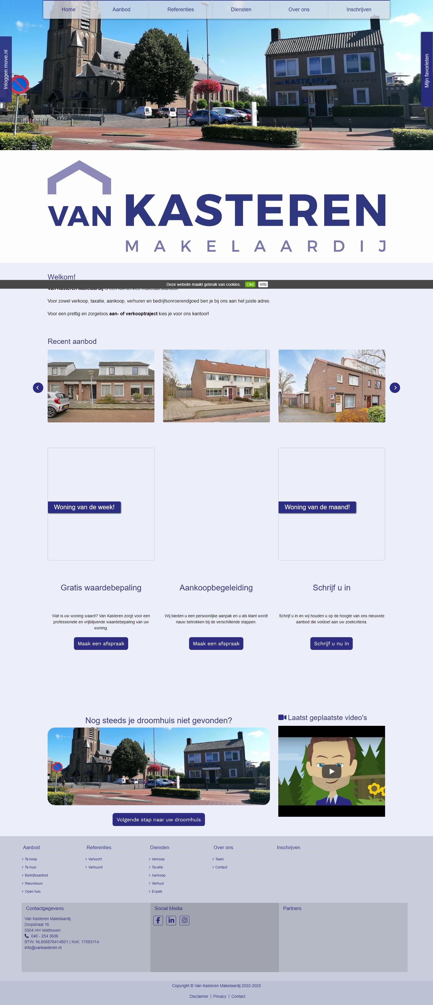 Screenshot van de website van www.vankasteren.nl