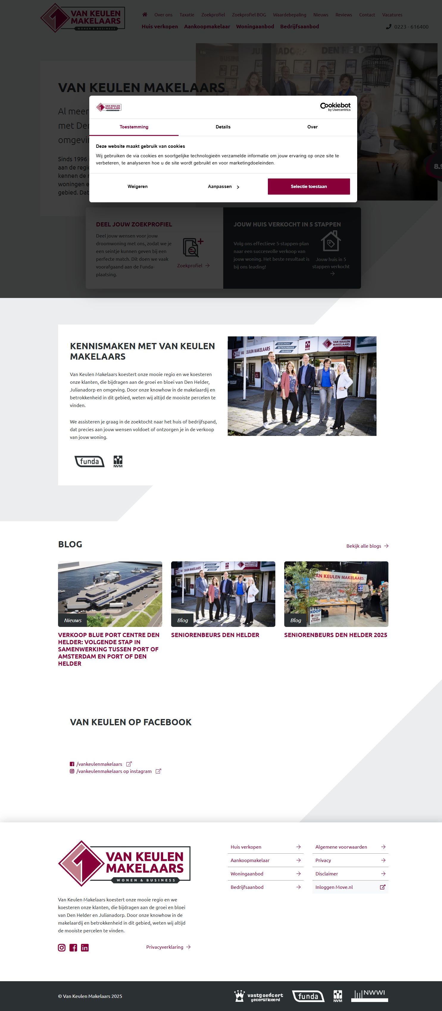 Screenshot of the website of www.vankeulenmakelaars.nl
