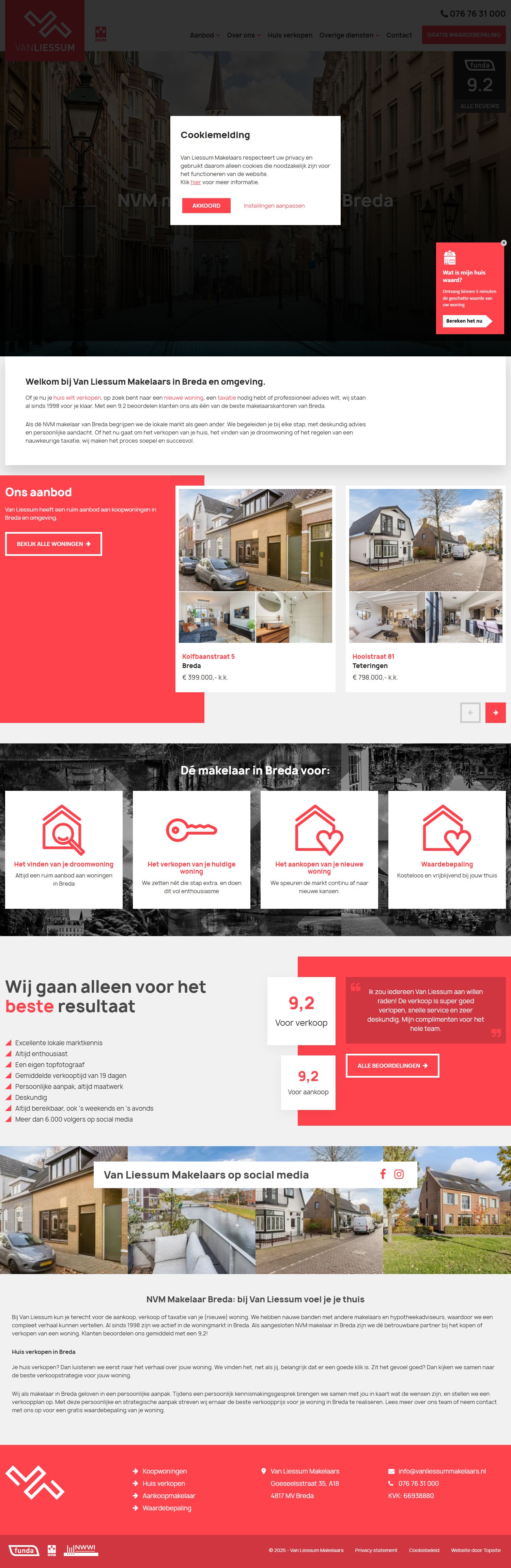 Capture d'écran du site web de www.vanliessummakelaars.nl