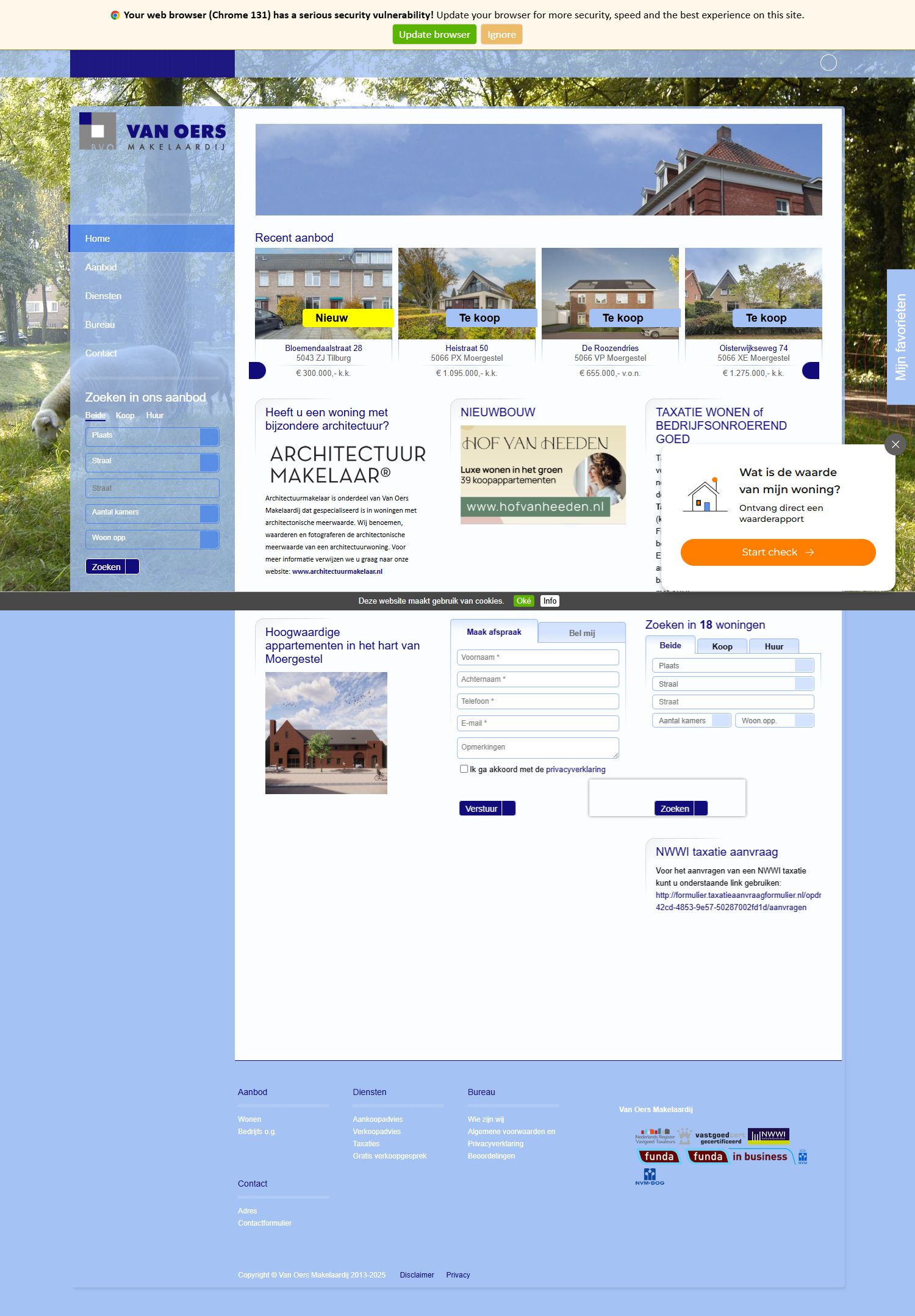 Capture d'écran du site web de www.vanoersmakelaardij.nl