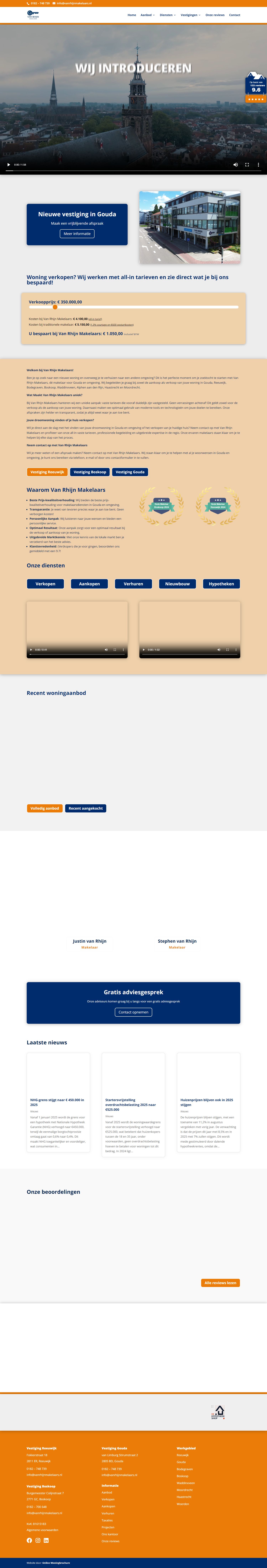 Screenshot van de website van vanrhijnmakelaars.nl