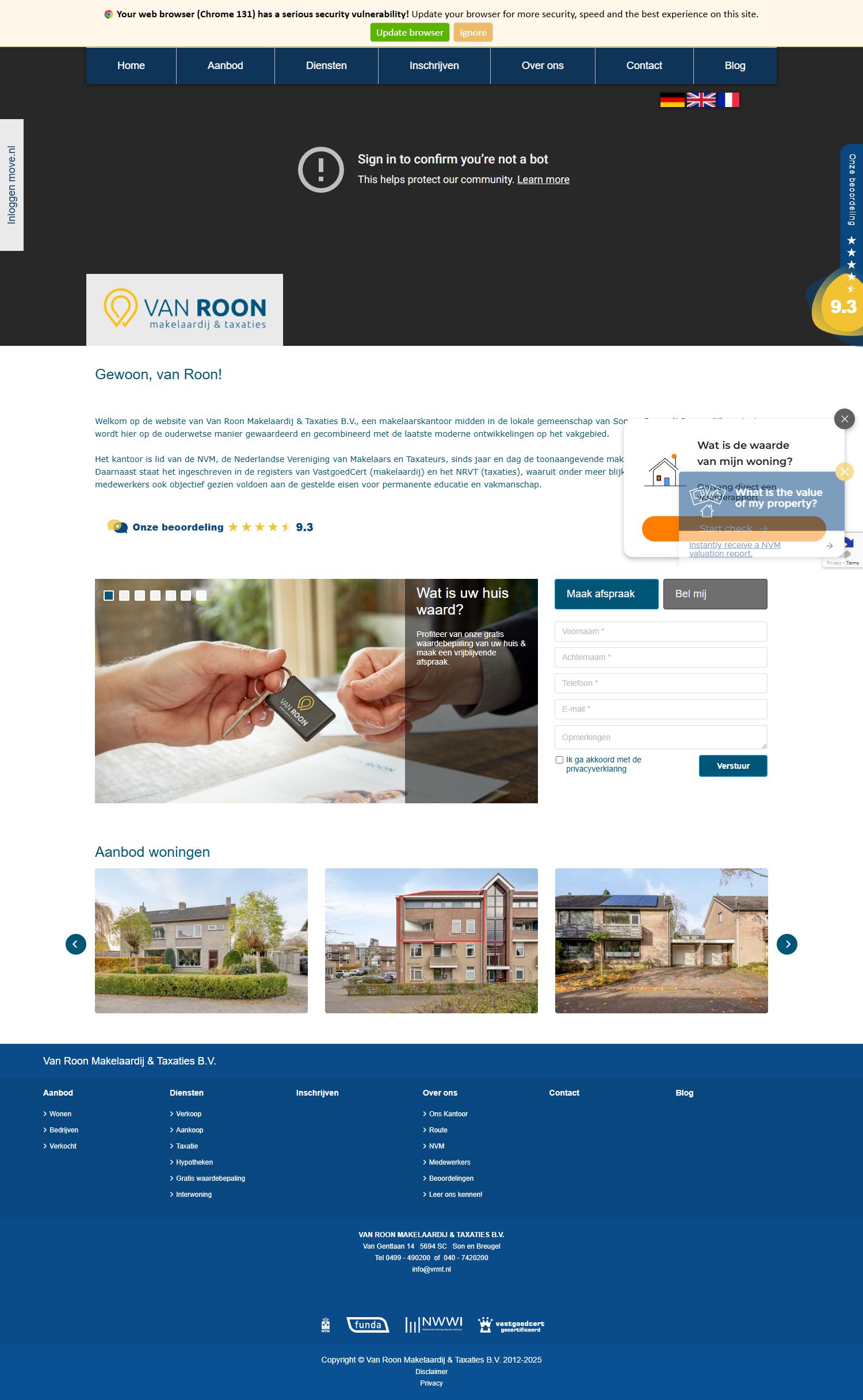 Capture d'écran du site web de www.vrmt.nl