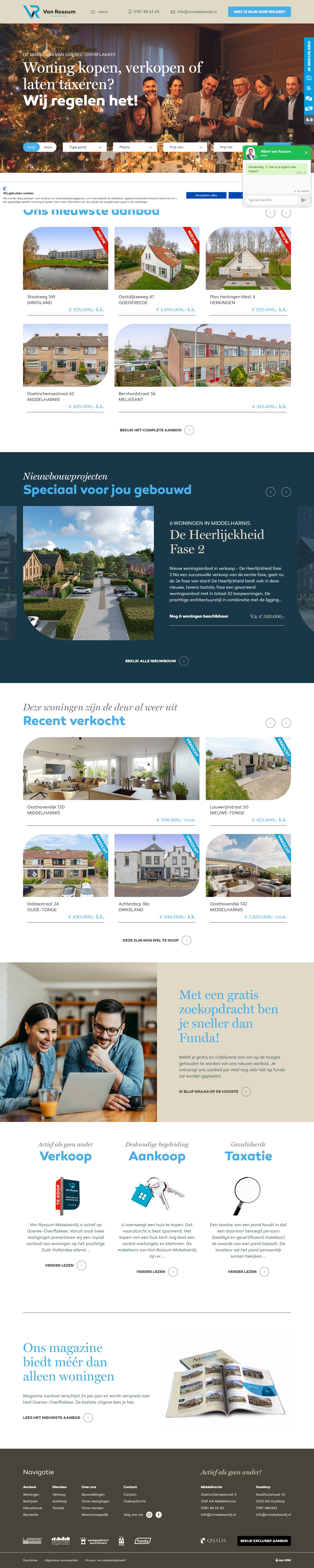 Screenshot van de website van www.vrmakelaardij.nl
