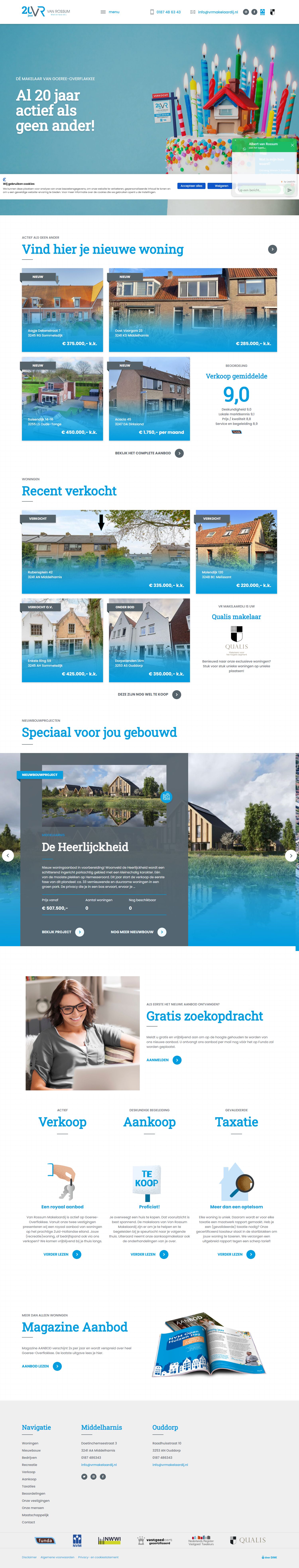 Screenshot van de website van www.vrmakelaardij.nl