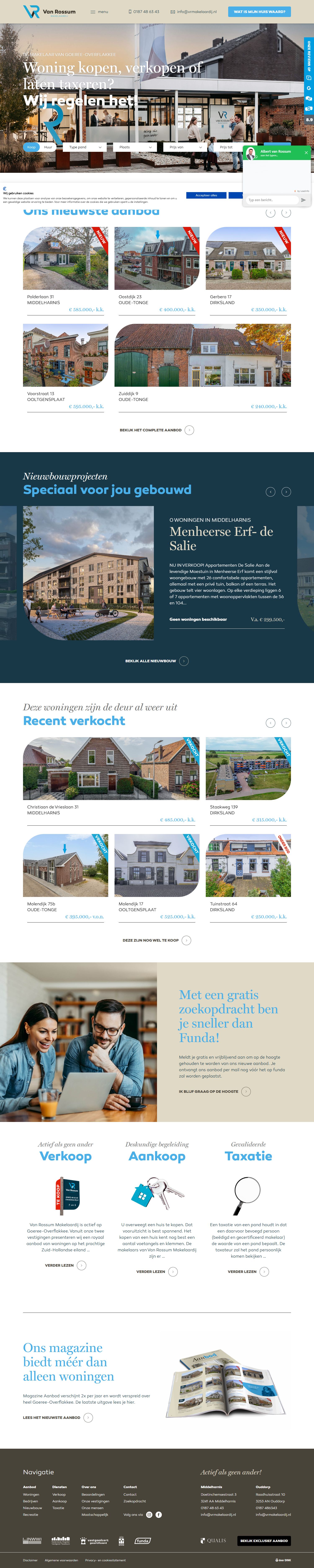 Screenshot of the website of www.vrmakelaardij.nl