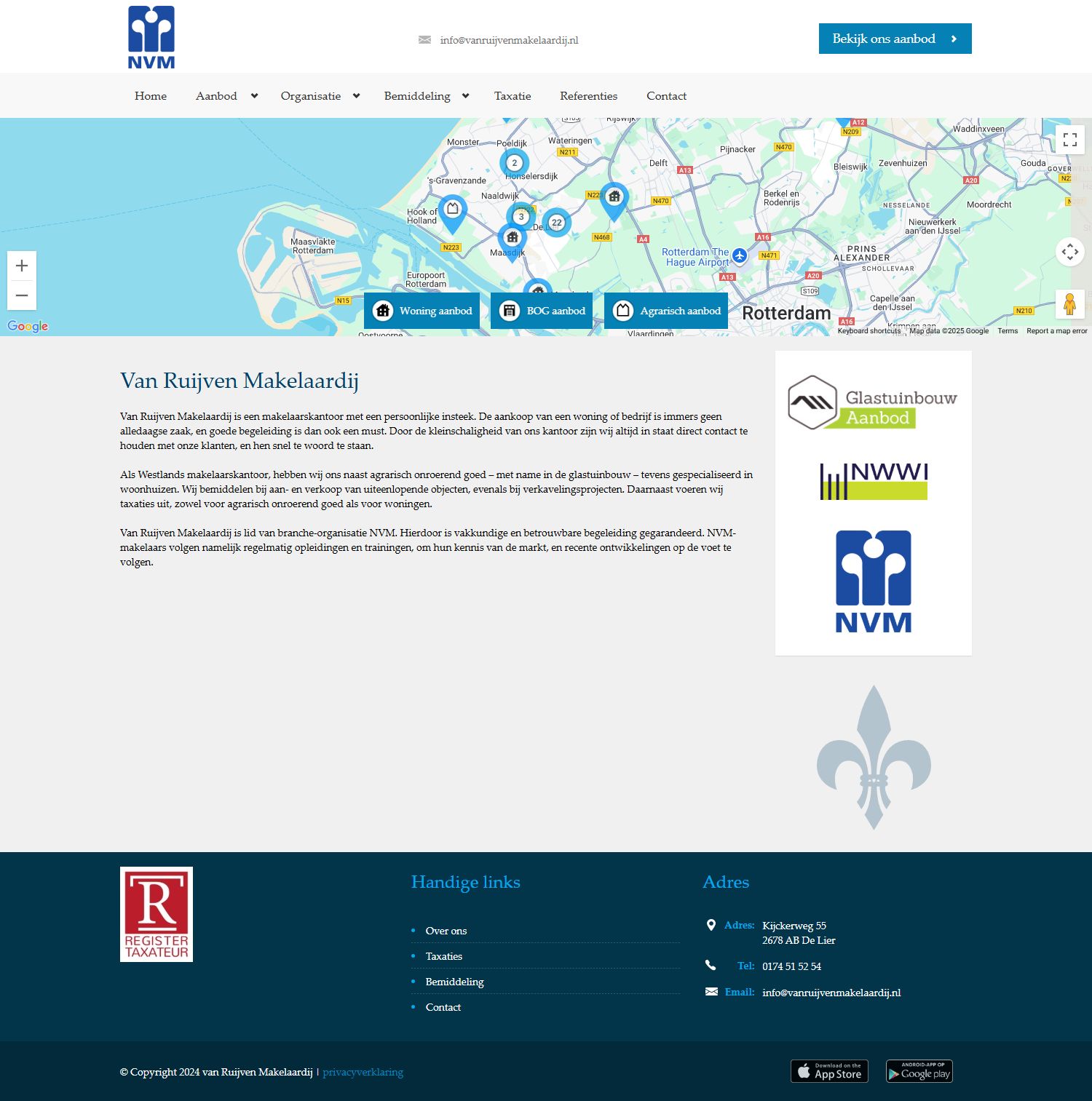 Capture d'écran du site web de www.vanruijvenmakelaardij.nl