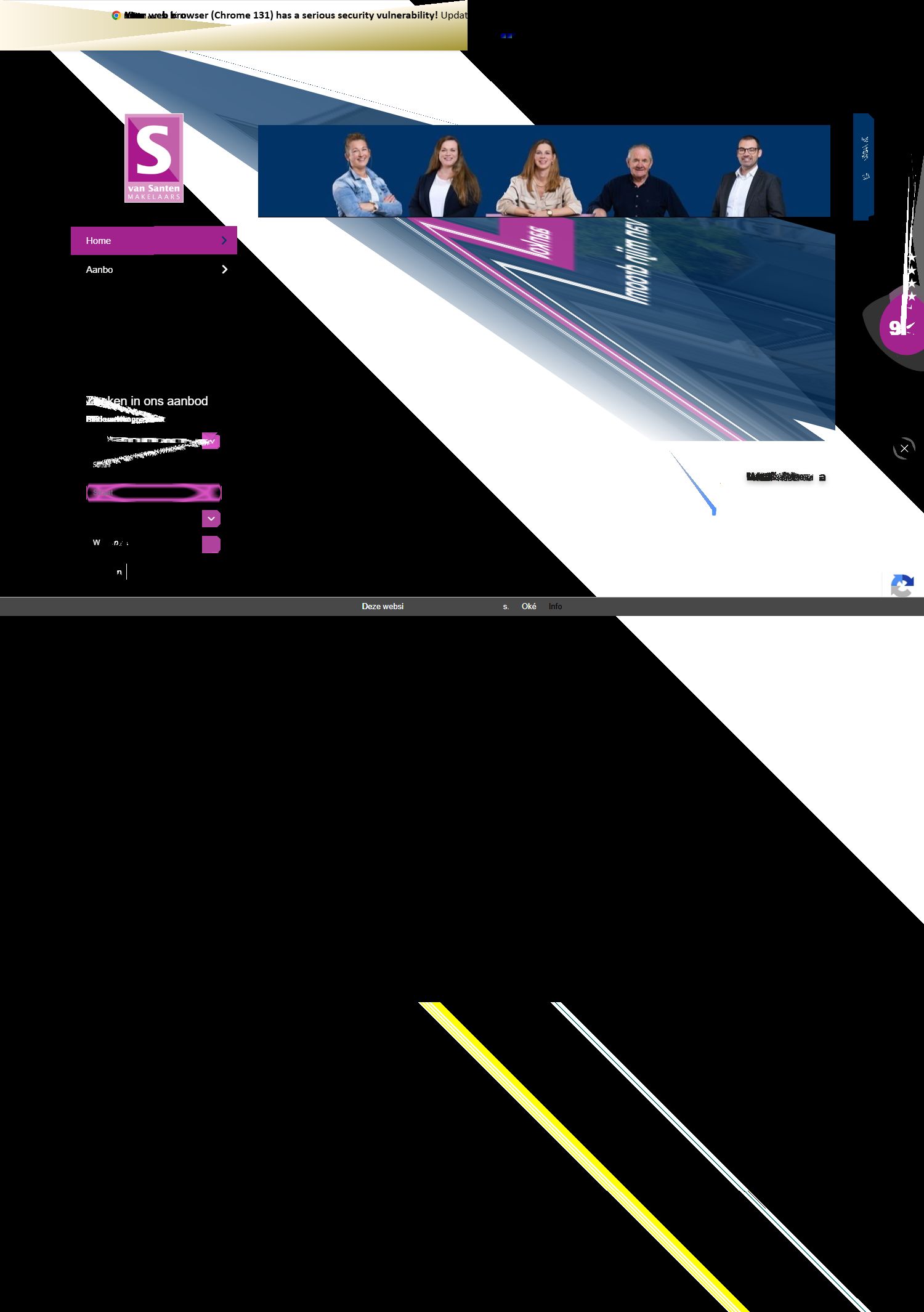 Screenshot of the website of www.vansantenmakelaars.nl