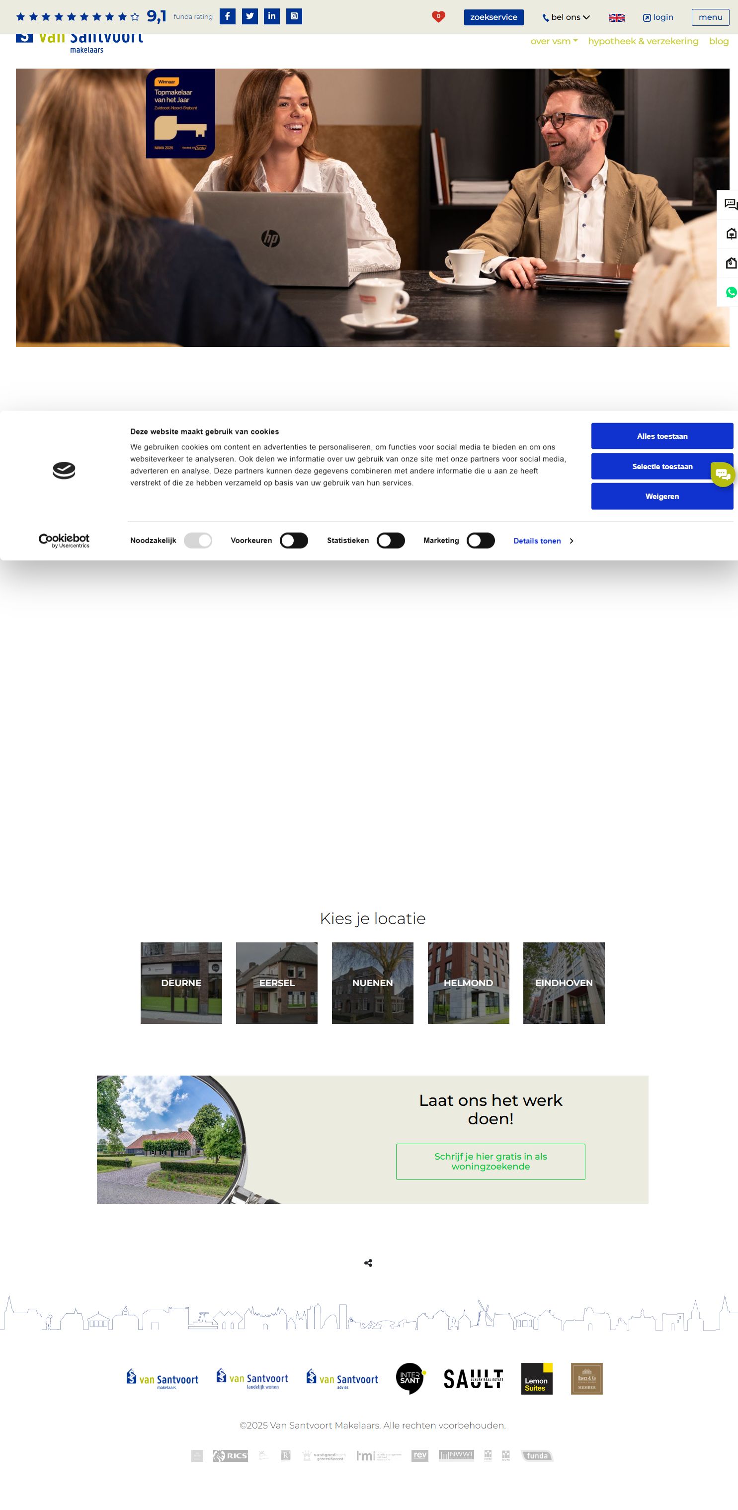 Screenshot of the website of www.vansantvoort.nl