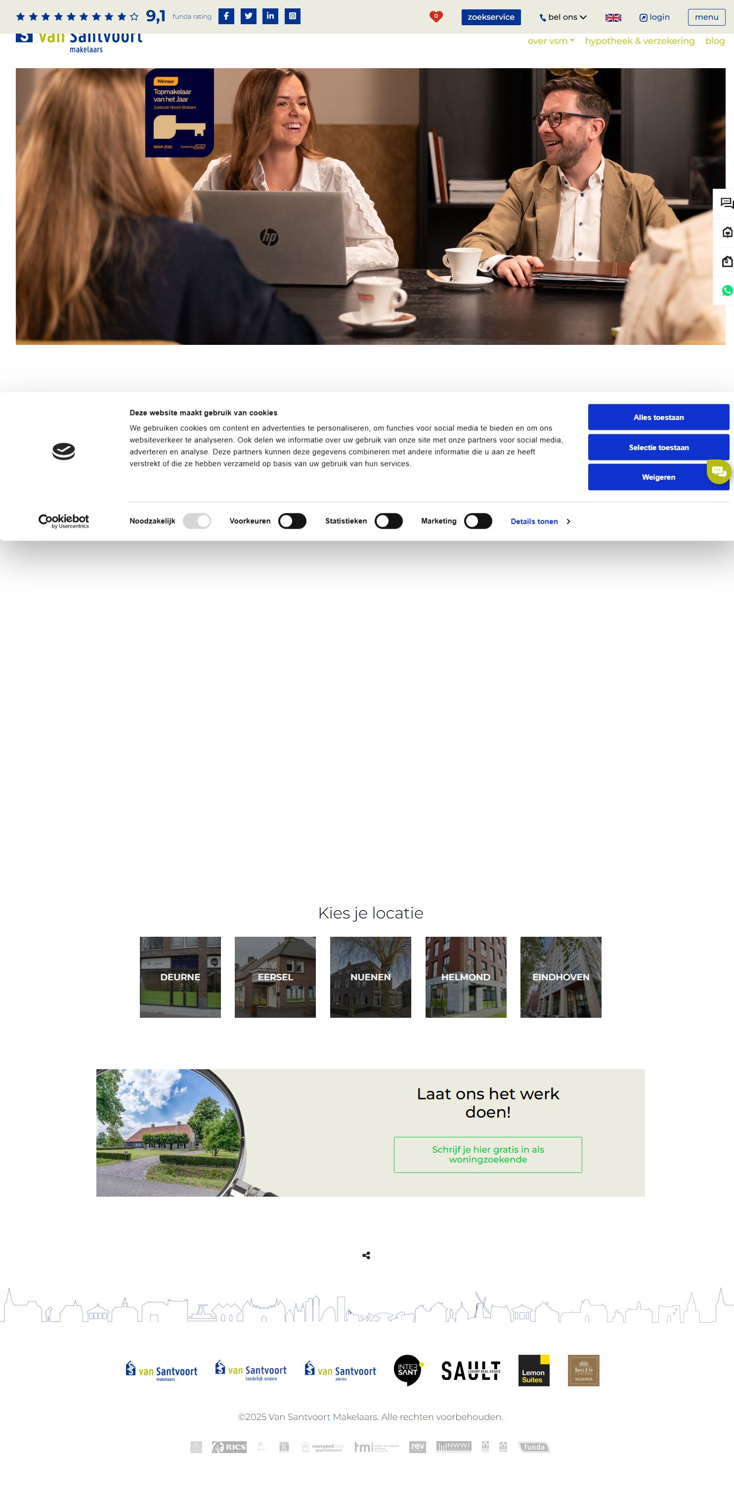 Screenshot van de website van www.vansantvoort.nl