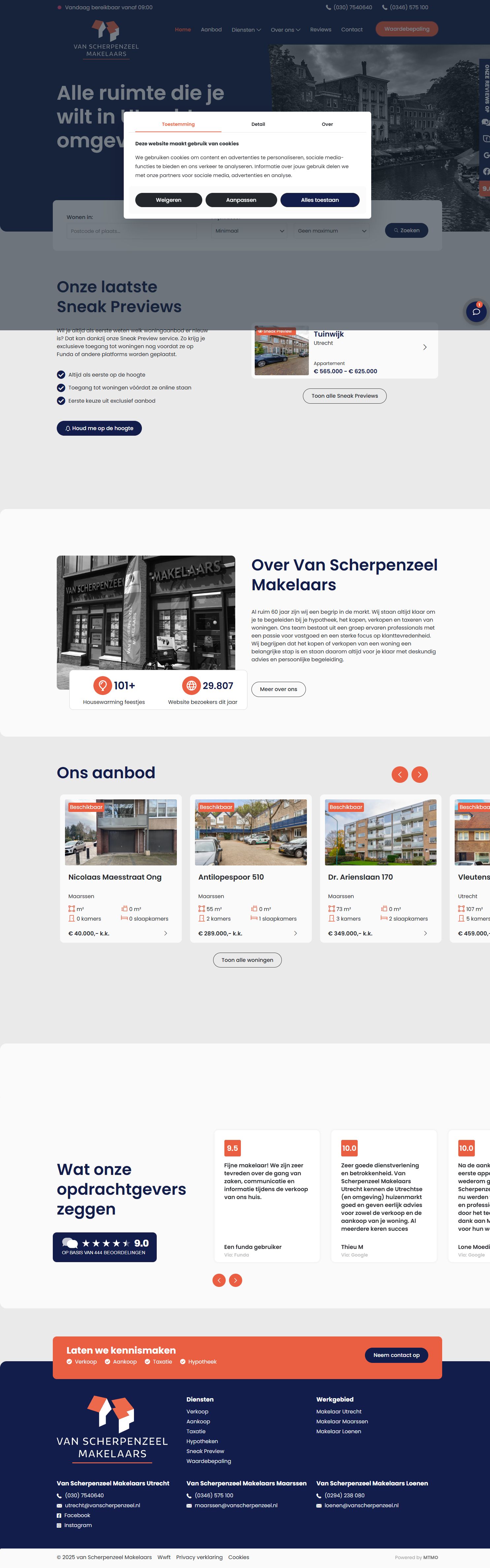 Screenshot of the website of www.vanscherpenzeel.nl