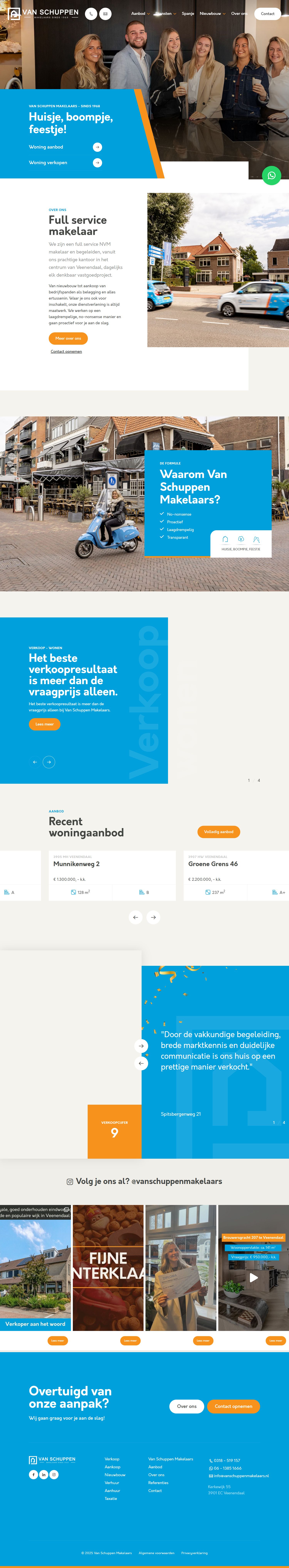 Screenshot of the website of www.vanschuppenmakelaars.nl