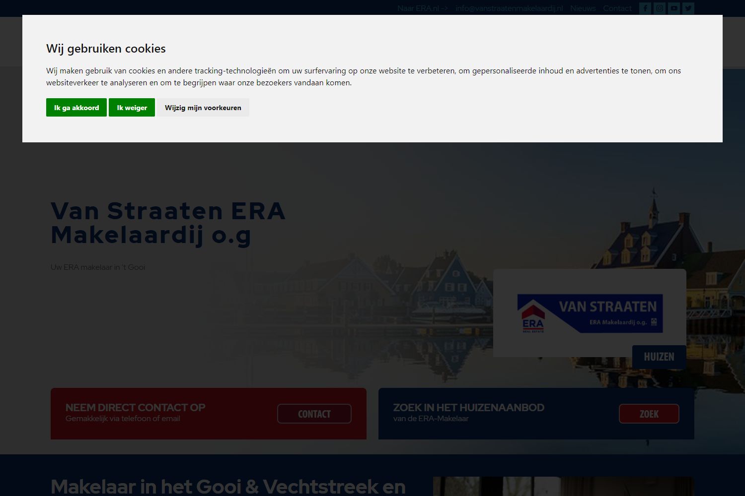 Screenshot van de website van www.vanstraatenmakelaardij.nl