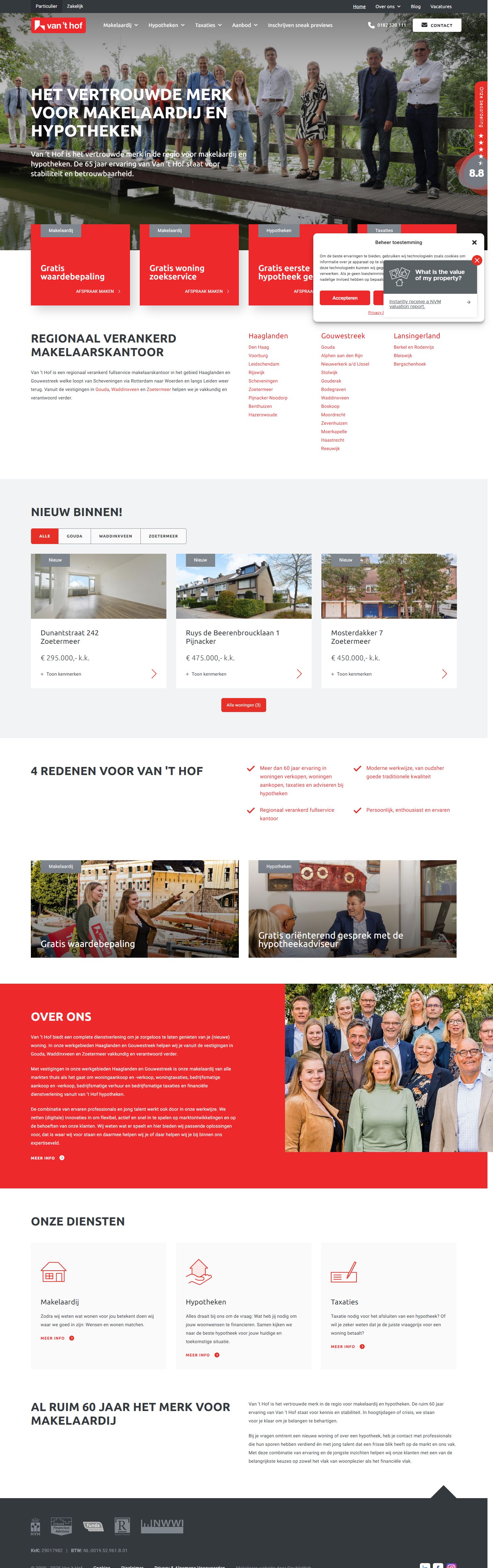 Capture d'écran du site web de www.vanthof.nl