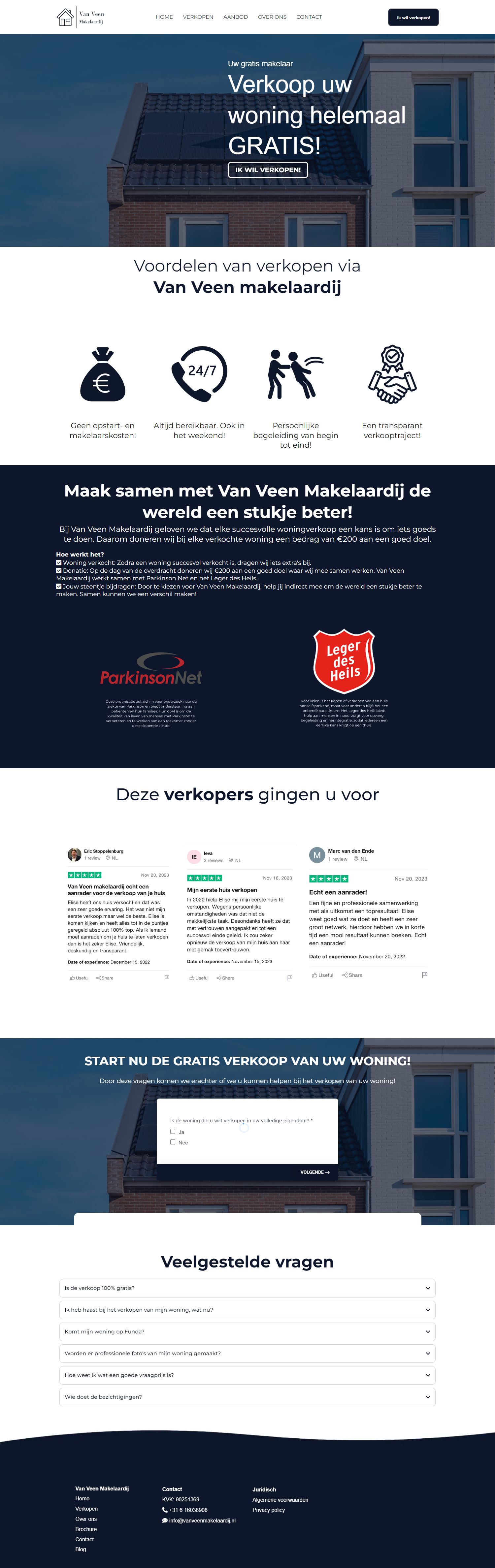 Screenshot van de website van vanveenmakelaardij.nl