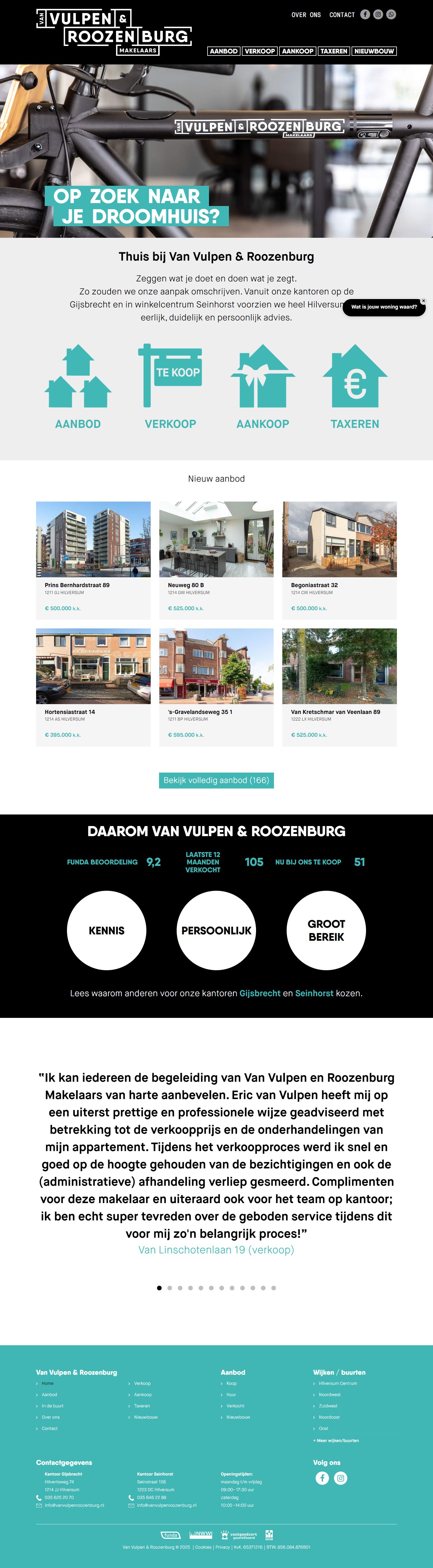 Screenshot van de website van www.vanvulpenroozenburg.nl