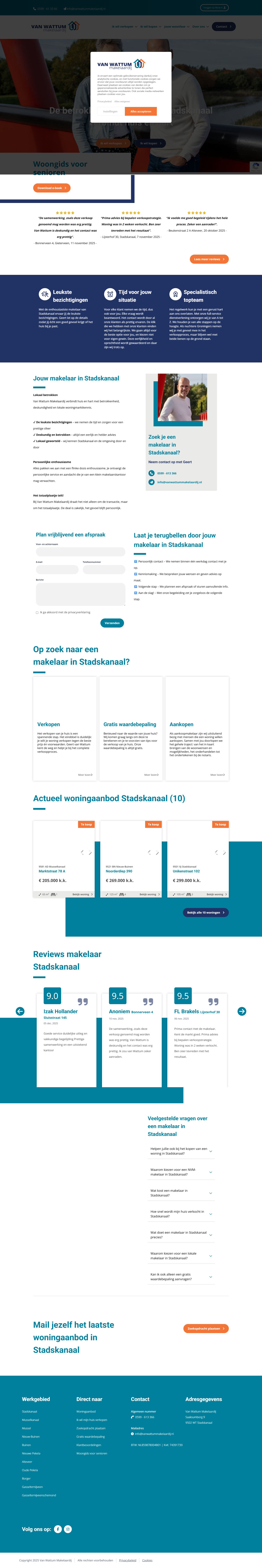 Screenshot of the website of www.vanwattummakelaardij.nl
