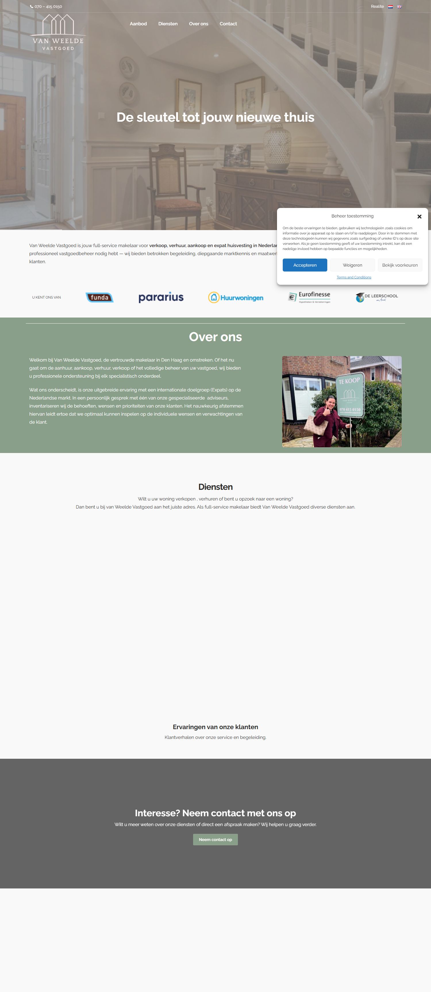 Screenshot van de website van www.expatshousing.nl